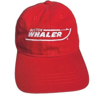 Boston Whaler Red Baseball Hat Adjustable Strapback Cap Embroidered Logo OSFM